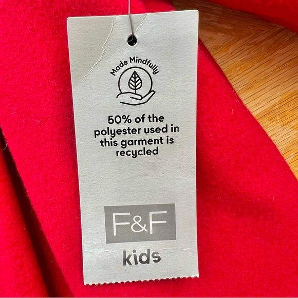 New Toddler girl button closure red Winter Coat With Faux Fur Trip 18-24m - Picture 5 of 12